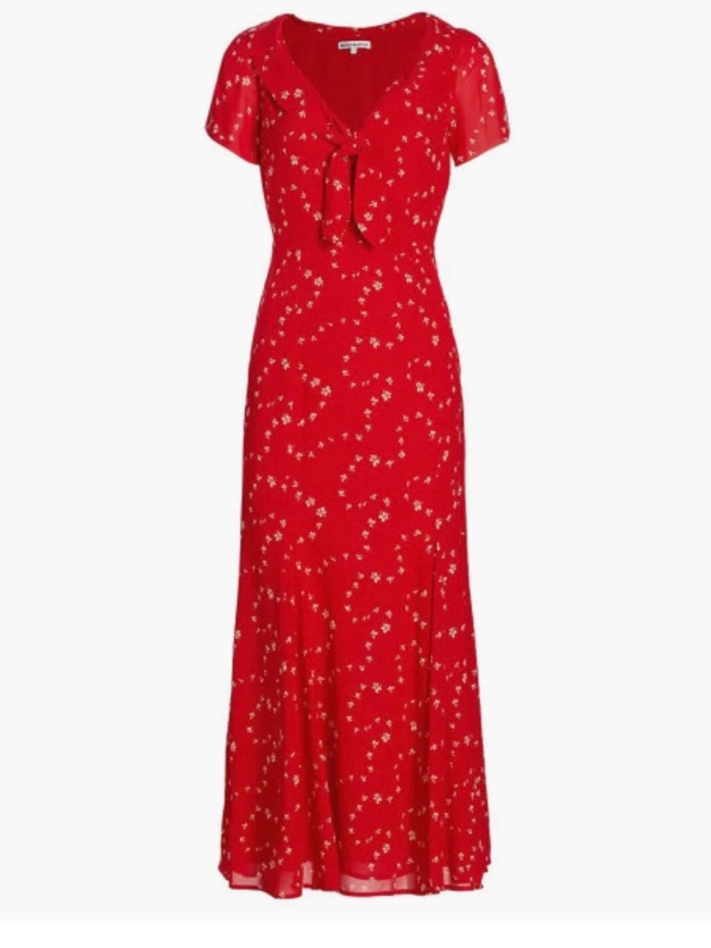 Reformation Red Floral Tie-Front Maxi Dress